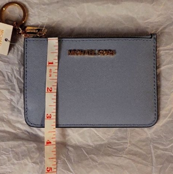 Michael Michael Kors Jetset Blue Travel Wallet Card Holder Zipper Coin Pouch - Picture 4 of 9